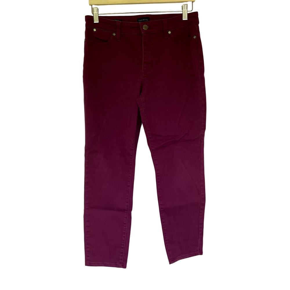 Talbots purple slim ankle jean women's size 6P cotton pants trousers pockets